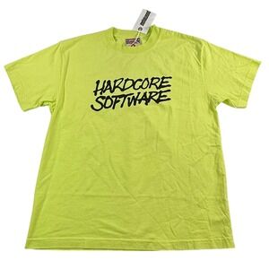 Metalwood Studio Hardcore Software Graphic T-Shirt Lime Green Mens Medium NEW